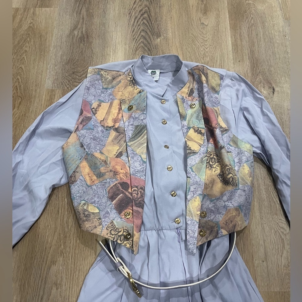 Gorgeous Vintage Lavender Jumpsuit with vest and belt size 40 US 6